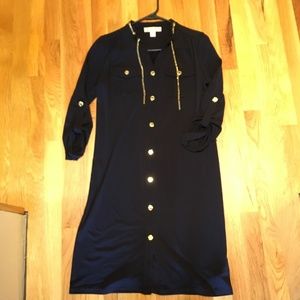 Michael Kors Shirt Dress - Navy & Gold
